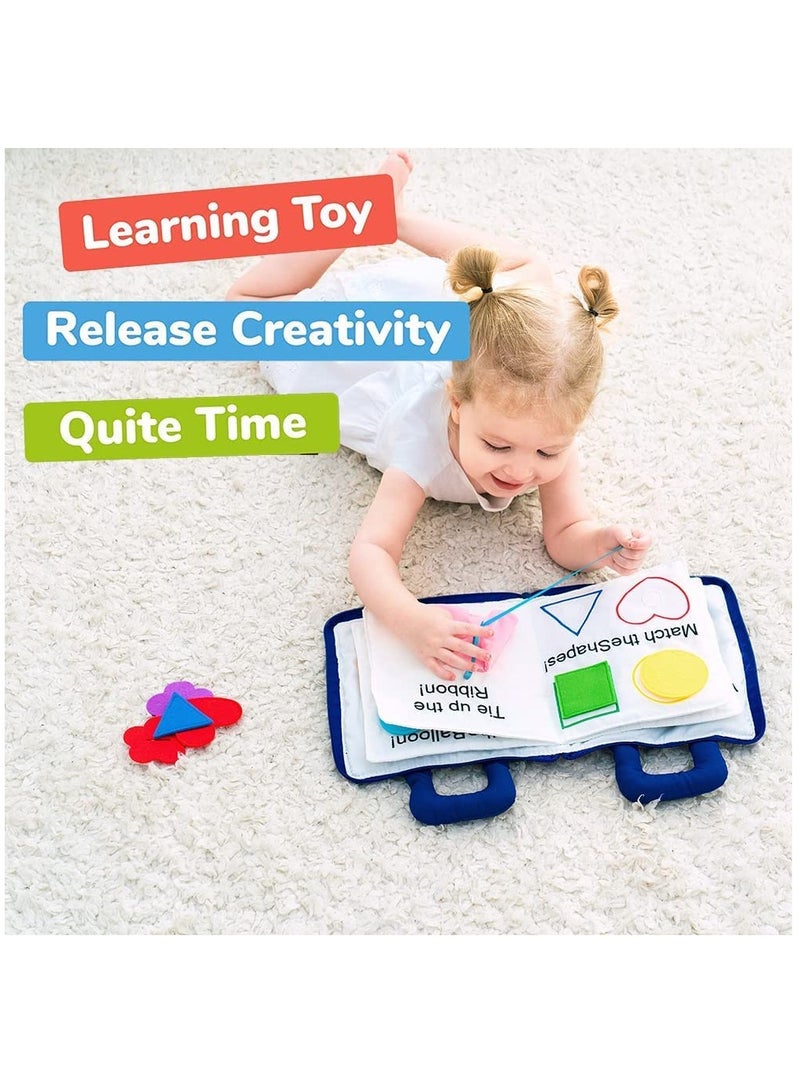KASTWAVE Montessori Activity Quiet Book - Travel Toy Cloth Book for Toddlers - 10 Topics, Activities for Early Learning How to Basic Life Skills for Toddlers, Interactive Book for Busy Boys and Girls(Blue) - Image 5