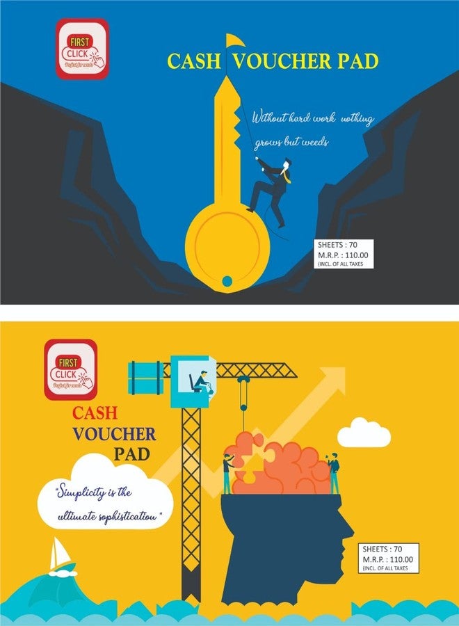 FIRST CLICK New Cash Voucher Pad Booklets Set of 4 Piece 70 Sheets Consist of one Main and one Counter foil Size-13.2 x 22 x 0.6 cm - Image 5