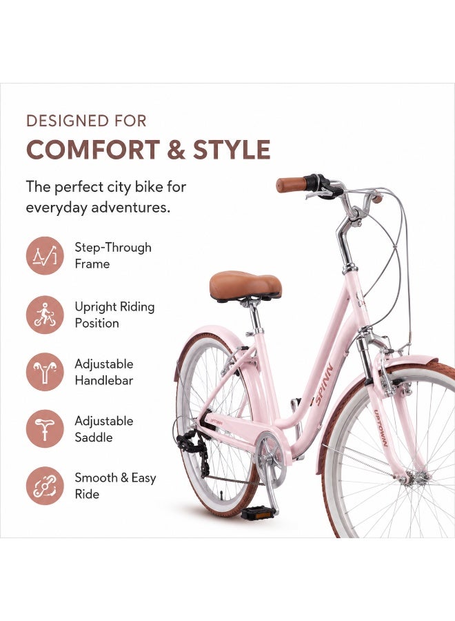 Spinn Uptown 7D Women's Step 24-Inch Bike | 24-Inch Wheel Size | Adjustable Seat | Pink - Image 3