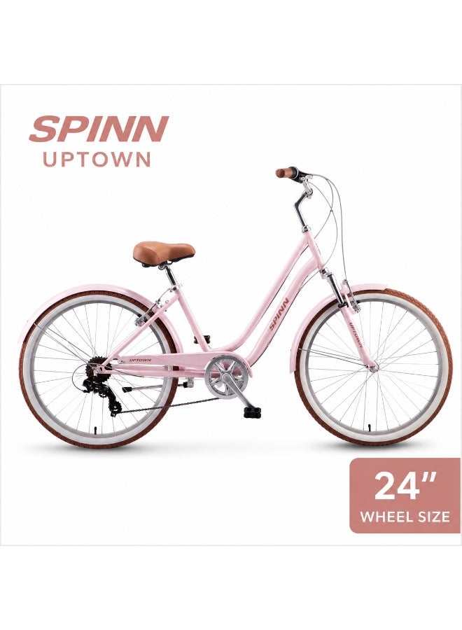 Spinn Uptown 7D Women's Step 24-Inch Bike | 24-Inch Wheel Size | Adjustable Seat | Pink - Image 2