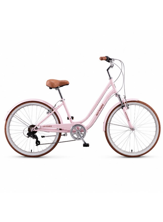 Spinn Uptown 7D Women's Step 24-Inch Bike | 24-Inch Wheel Size | Adjustable Seat | Pink - Image 1