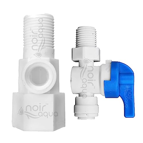Noir Aqua Plastic Inlet Diverter valve set with Coupling for All Domestic RO Water Purifiers, 1/4" (6mm) Push Fit Connection, Teflon Tape with 1/4" Pipe, (DV Set) (1/4" Plastic Inlet Plastic Valve) - Image 5