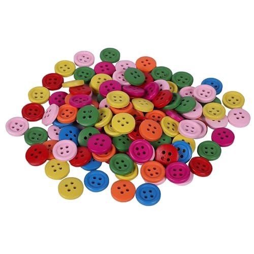 eS³kube DIY Wooden Buttons Used in Art & Craft Sewing, Scrap Booking, Decorations (Multicolor, 1.5 x 1.5 cm) - 100 Pieces - Image 3