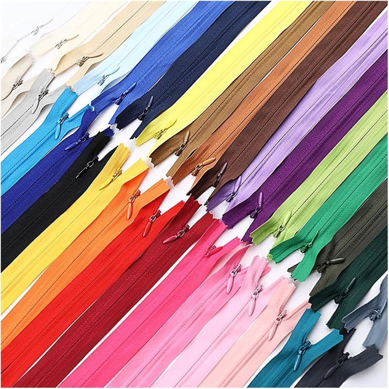 10Pcs/Pack 28cm - 60cm 3# Invisible Zipper Nylon Coil Zipper for DIY Handcraft Cloth Sewing Accessories(Rose Red,35cm) - Image 1
