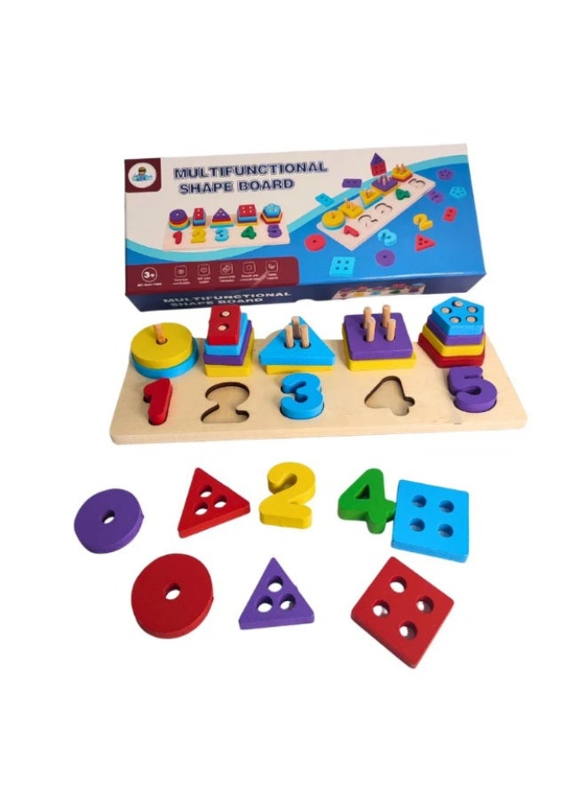 Wooden Shape Puzzle Cubes Shape Puzzle Game Shape and numbers Recognition Geometric Cubes - Image 1