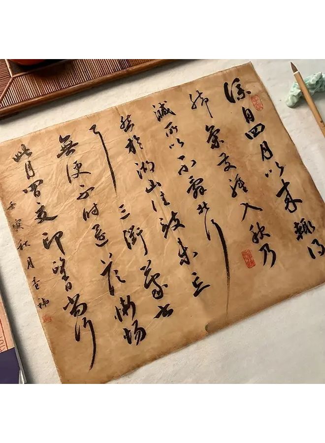 Retro Handmade Rice Paper 30 Sheets Aged Translucent for Art Calligraphy - Image 5
