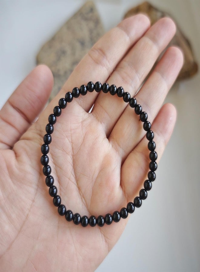 CHCCOYE 4mm Natural Healing Gemstone Bracelet Handmade Yoga Stretch Elastic Bracelet Stress Relief Crystal Jewelry for Men and Women (4mm, Black Onyx) - Image 3