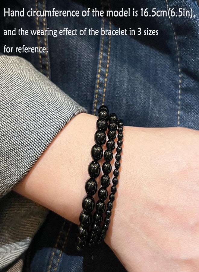 CHCCOYE 4mm Natural Healing Gemstone Bracelet Handmade Yoga Stretch Elastic Bracelet Stress Relief Crystal Jewelry for Men and Women (4mm, Black Onyx) - Image 4