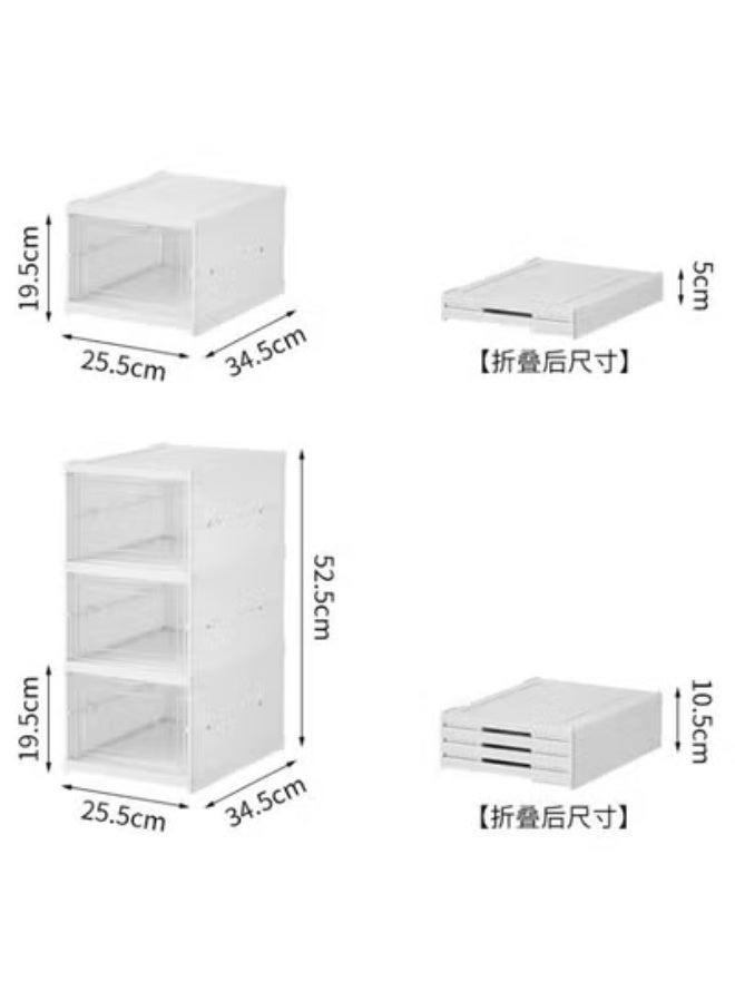 جين فان ل أنا صندوق أحذية، صندوق تخزين أحذية أبيض مُحسّن قابل للطي، لا يتطلب تجميعًا، صندوق أحذية مكون من 6 طبقات مع باب شفاف واحد، رف أحذية بلاستيكي قابل للتكديس، صندوق تخزين أحذية متين. - Image 5
