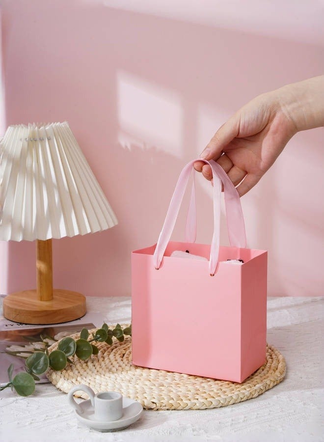 Generic 10 Pieces Pink Gift Bags,14x14x8cm,Small Favor Bag with Handles,Paper Gift Packing Bag for Girl Wedding Baby Shower Party Supplies  - Image 2