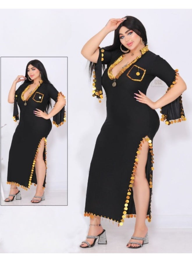 جلابية رقص نسائية – قماش ليكرا زبدة ناعم جدًا – تصميم جذاب مرن – مثالية للرقص الشرقي والتمارين – مريحة وخفيفة – فري سايز - Image 2
