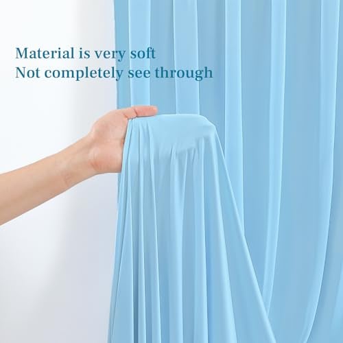 PARTISKY 8x10FT Baby Blue Backdrop Curtains for Wedding Parties, Wrinkle Free Polyester Photography Backdrop Drapes for Baby Bridal Shower Birthday Parties Stage Background Stand Decorations 4x10ft,2 Panels - Image 4