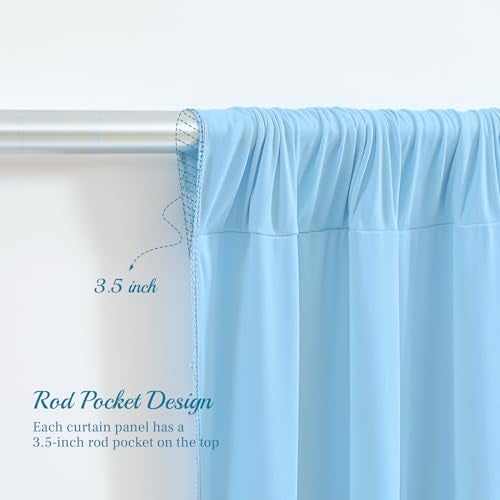 PARTISKY 8x10FT Baby Blue Backdrop Curtains for Wedding Parties, Wrinkle Free Polyester Photography Backdrop Drapes for Baby Bridal Shower Birthday Parties Stage Background Stand Decorations 4x10ft,2 Panels - Image 5
