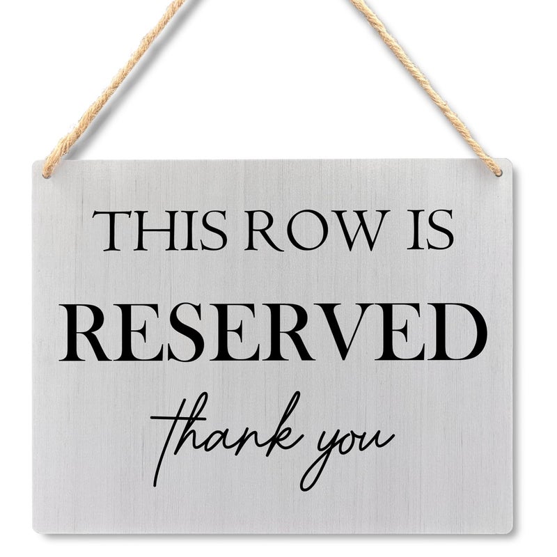 Ryeolo Reserved Row Signs for Wedding, This Row is Reserved Wood Hanging Signs, Reserved Seating Signs, Wedding Reserved Signs for Chairs, 10.2x7.8 Inches Wall Pediments - Image 1