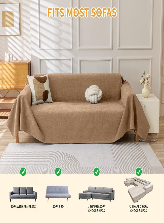 DEEPDREAM Deep Dream Cat-Scratch Resistant Couch Cover, Waterproof Sofa Cover for 3 Cushion Couch Washable, Pet Friendly Couch Protectors Anti Slip Thickened Sofa Slipcovers for Dogs Pets, 91" x 150", Brown - Image 5