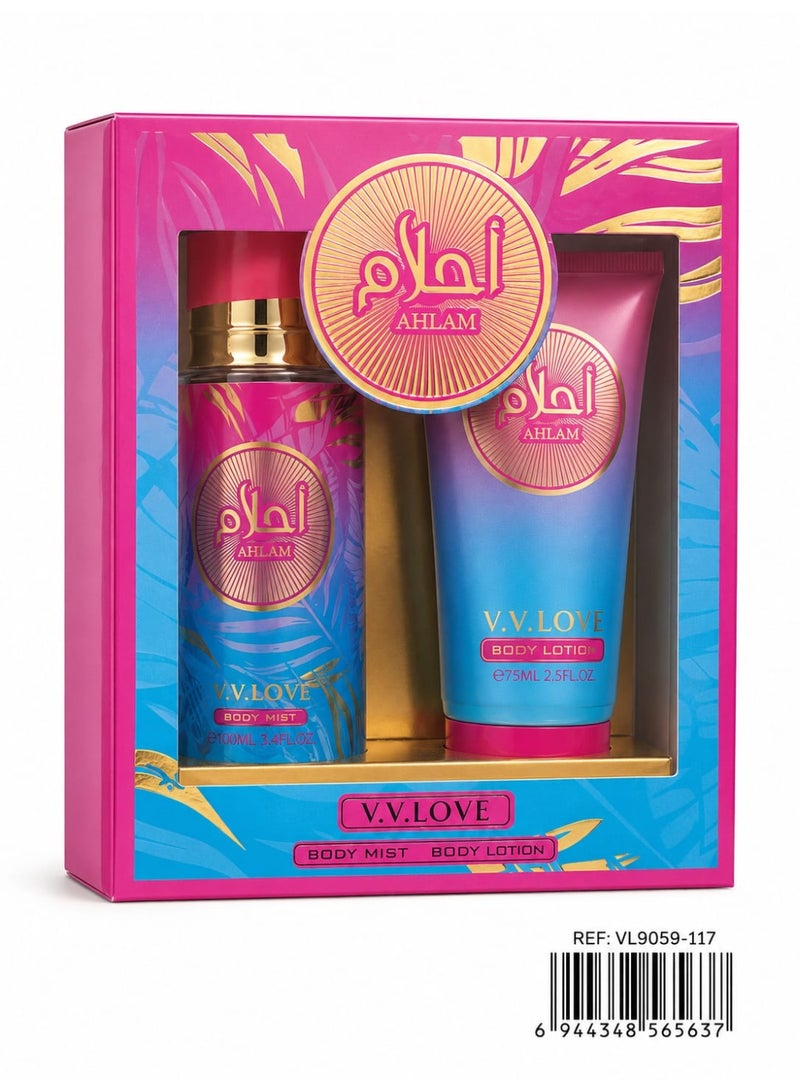 مجموعة عطور V.V.LOVE Stellar Echoes الفاخرة - لوشن الجسم، رذاذ الجسم، عطر أو دو بارفان، جل الاستحمام