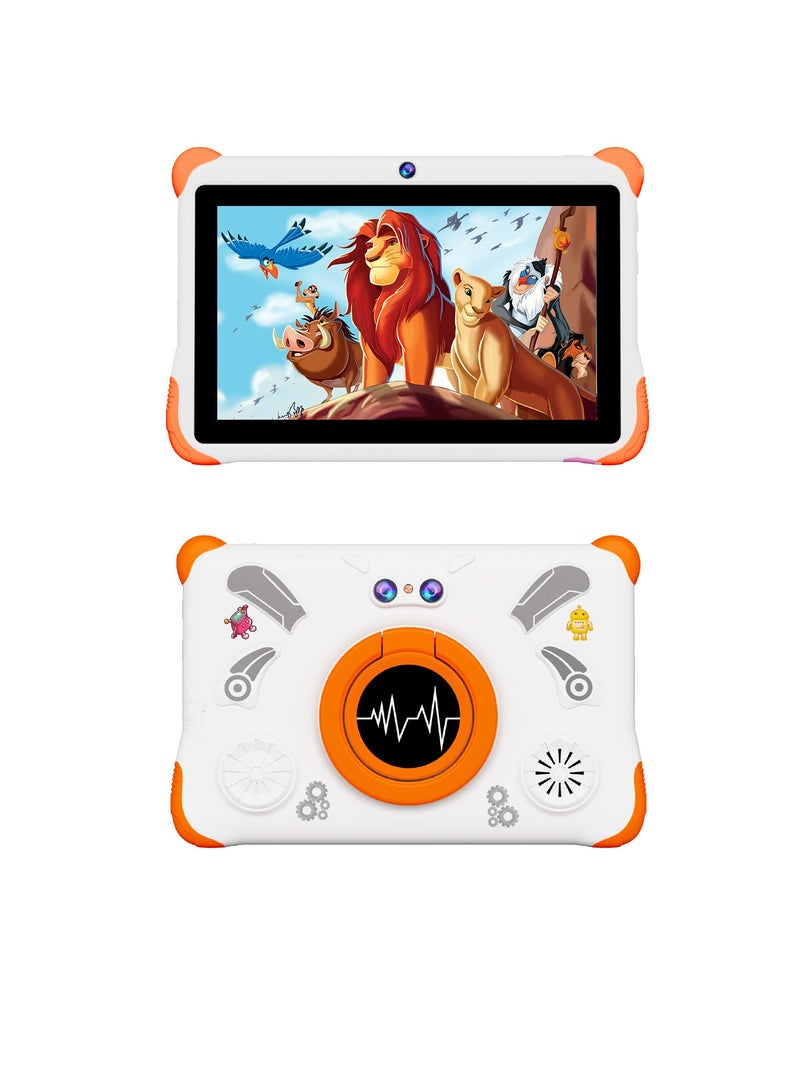 AROAQ T15 Children Tablet, 5G Full Network 7 Inch Smart Learning Kids Tablet, 400mah Battery 4GB RAM 128GB ROM Kids Educational Pad With Quad Core Processor, (1pc, Orange) - Image 1