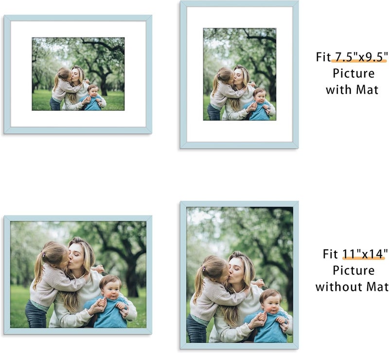 Picrit 11x14 Picture Frame Set of 12, Display 8x10 with Mat or 11x14 Without Mat, Photo Frames for Wall Mounting or Table Top Display, Blue. - Image 2