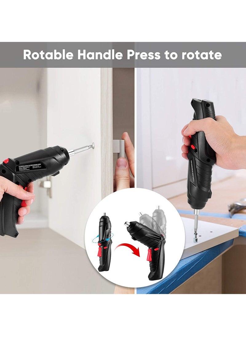 Arabest - Electric Screwdriver, LED Light Cordless Screwdriver, with 3 Gear Torque and Smart Chuck Screw Guns, Twistable Handle 48 in 1 Rechargeable Screwdriver, for Furniture Assembly, Home DIY Projects - Image 1