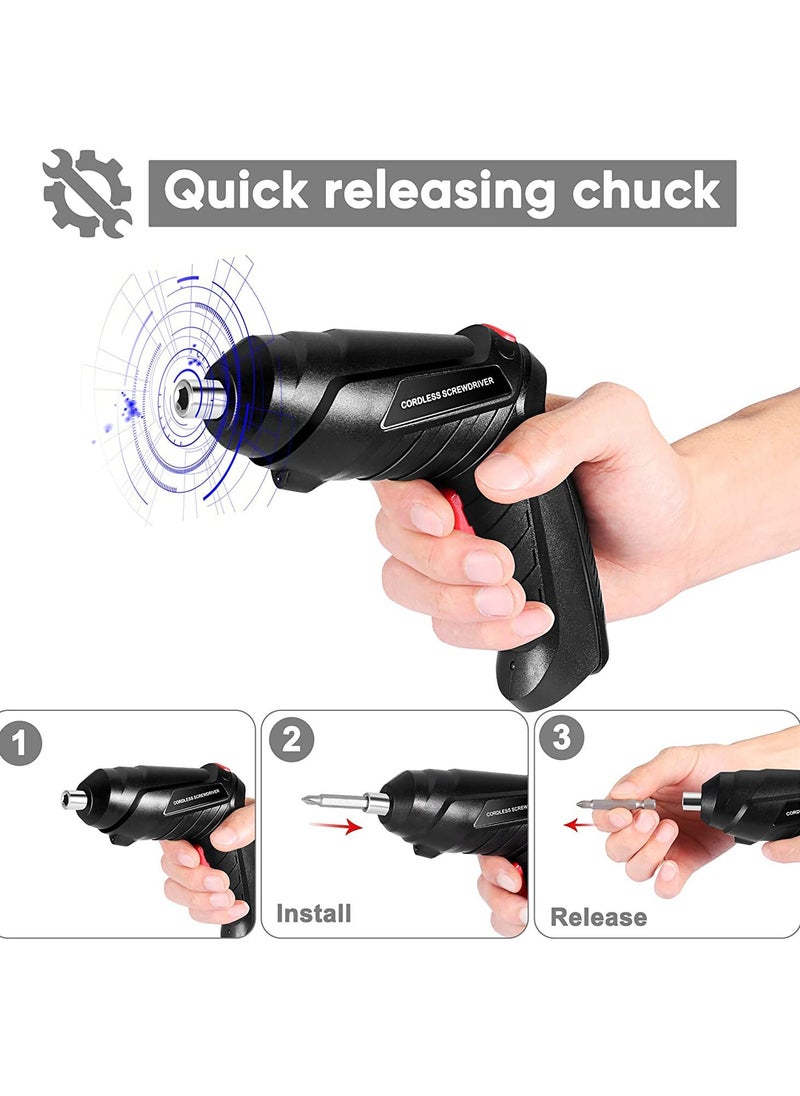 Arabest - Electric Screwdriver, LED Light Cordless Screwdriver, with 3 Gear Torque and Smart Chuck Screw Guns, Twistable Handle 48 in 1 Rechargeable Screwdriver, for Furniture Assembly, Home DIY Projects - Image 1