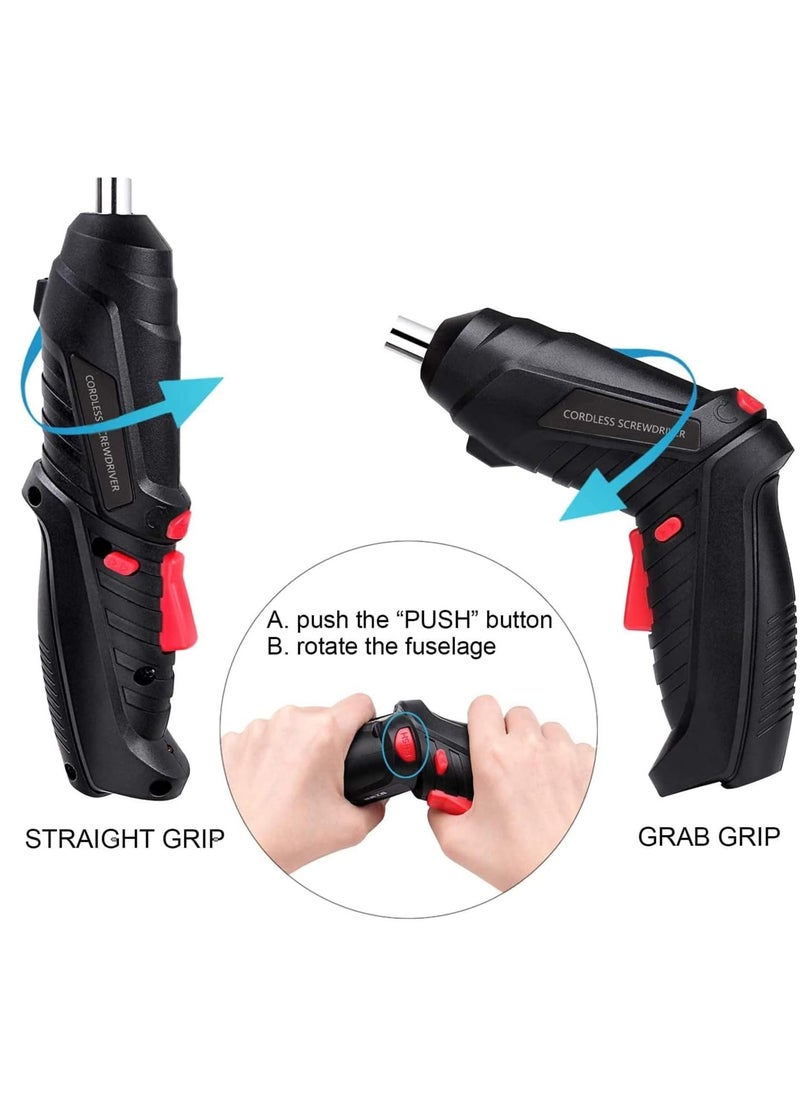 Arabest - Electric Screwdriver, LED Light Cordless Screwdriver, with 3 Gear Torque and Smart Chuck Screw Guns, Twistable Handle 48 in 1 Rechargeable Screwdriver, for Furniture Assembly, Home DIY Projects - Image 1