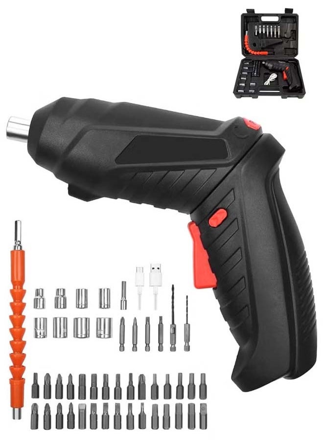 Arabest - Electric Screwdriver, LED Light Cordless Screwdriver, with 3 Gear Torque and Smart Chuck Screw Guns, Twistable Handle 48 in 1 Rechargeable Screwdriver, for Furniture Assembly, Home DIY Projects - Image 1