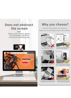 SYOSI Laptop Phone Holder Black Magnetic Smartphone Adjustable Notebook Bracket with Side Mount Clip Slim Foldable Computer Monitor Desktop Stand Magnet Universal Screen Expansion for Office Work  - Image 5