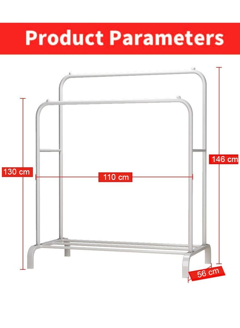 AGD Metal Clothes Drying Shelves Rack Top Organizer Rack for Shirts Towels Bottom Storage Shelf for Boxes Shoes  White - Image 5