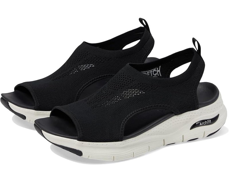 Skechers Women's Arch Fit - City Catch Womens Knit Slip-On Sandals, Black, 6 - Image 2