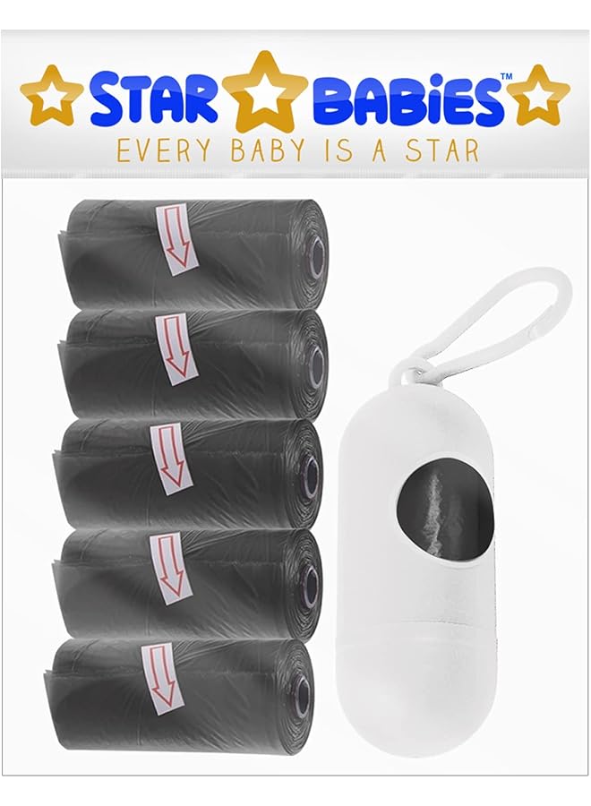 STAR BABiES Pack Of 5 Scented Bag Black With White Dispenser - Image 1