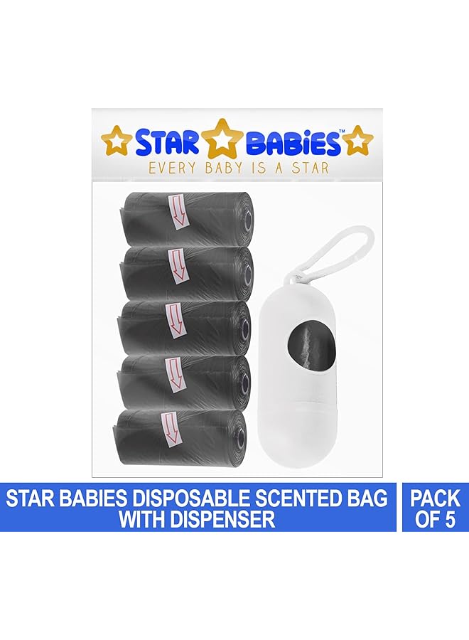 STAR BABiES Pack Of 5 Scented Bag Black With White Dispenser - Image 2