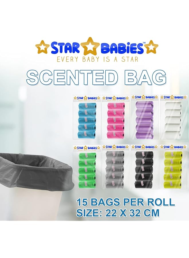 STAR BABiES Pack Of 5 Scented Bag Black With White Dispenser - Image 5