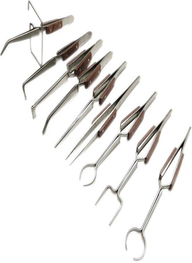 LUXURO مجموعة ملاقط لوكسورو ذات المقبض الليفي، 9 قطع، مناسبة لجميع أنواع الأعمال، محفوظة في حافظة جلدية. - Image 2