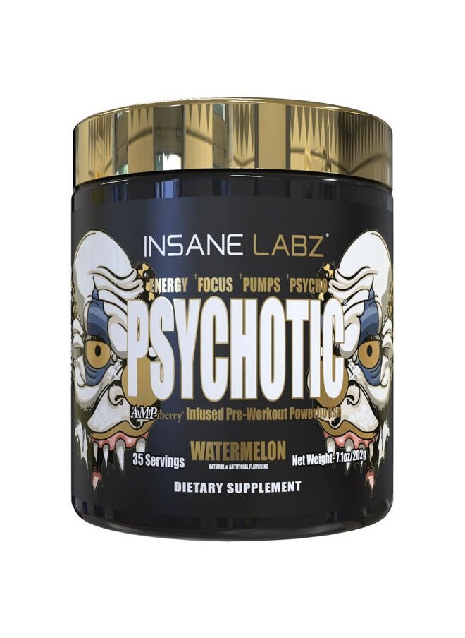 Insane labz Psychotic Gold, High Stimulant Pre Workout Powder, Extreme Lasting Energy Focus, Pumps and Endurance with Beta Alanine, DMAE Bitartrate, NO Booster (35 Servings, Watermelon)  - Image 1