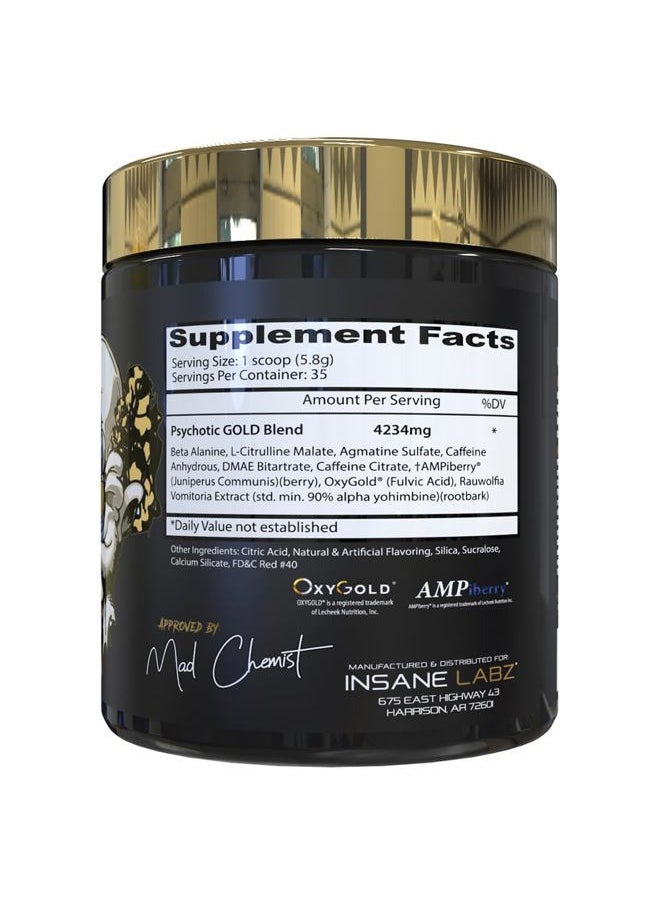 Insane labz Psychotic Gold, High Stimulant Pre Workout Powder, Extreme Lasting Energy Focus, Pumps and Endurance with Beta Alanine, DMAE Bitartrate, NO Booster (35 Servings, Watermelon)  - Image 3