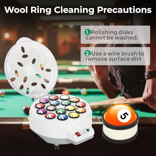 NURATIT Upgraded Billiard Ball Cleaner Kit - 2-in-1 Wool Felt Pads &16 Wool Rings for Table Ball Machine, Compatible Billiard Ball Cleaner, Durable, Scratch-Free, Ultra-Quiet - Image 3