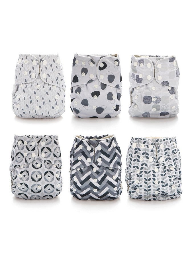 Simple Being Reusable Cloth Diapers, Double Gusset, One Size Adjustable, Washable Soft Absorbent, Waterproof Cover, Eco-Friendly Unisex Baby Girl Boy, six 4-Layers Microfiber Inserts (Greys) - Image 3