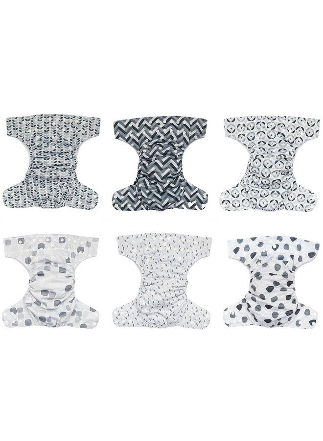 Simple Being Reusable Cloth Diapers, Double Gusset, One Size Adjustable, Washable Soft Absorbent, Waterproof Cover, Eco-Friendly Unisex Baby Girl Boy, six 4-Layers Microfiber Inserts (Greys) - Image 4