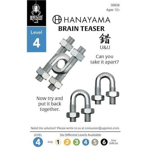 BePuzzled |U&U Hanayama Metal Brainteaser Puzzle Mensa Rated Level 4, for Ages 12 and Up - Image 2