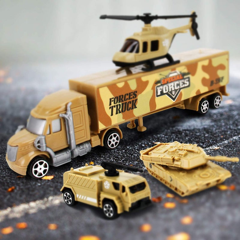 Liberty imports 12 قطعة مجموعة ألعاب سيارات الجيش البلاستيكية - تشمل قاذفة القنابل الخفية، الدبابات، المروحية، الطائرات المقاتلة والمزيد للأطفال، الأولاد - Image 3