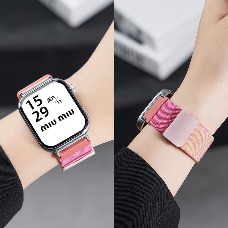 سوار ساعة ذكية سوار نايلون حلقي متوافق مع Samsung Galaxy Watch 7 Classic بملاءمة قابلة للتعديل وحزام بديل للاستخدام اليومي باللون Starlight قابل للتعديل - NOVA - Image 5