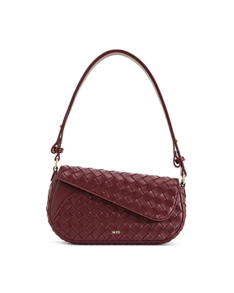 JW PEI Womens Addisyn Weave Texture Shoulder Bag Burgundy