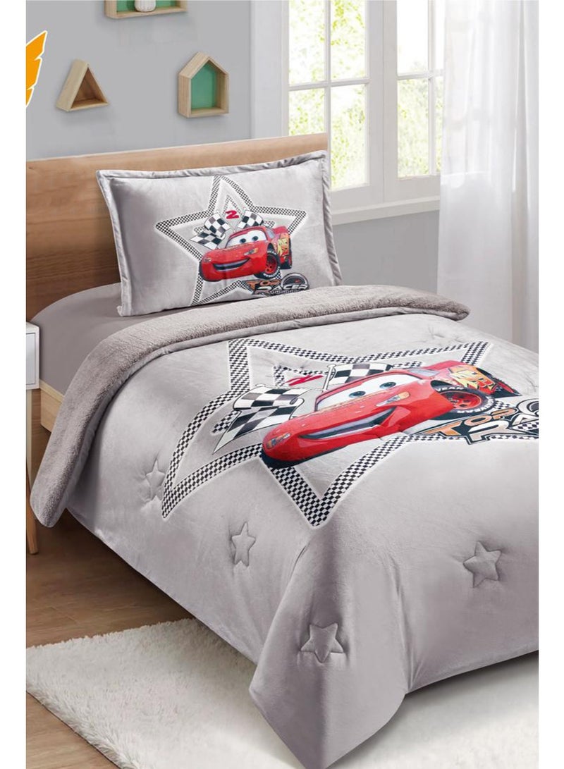 ميرال مفرش شتوي فخم , وجه مخمل ناعم ووجه فرو دافئ , 3 قطع - رسومات كرتونية - لحاف مقاس 160x210 سم - Image 2