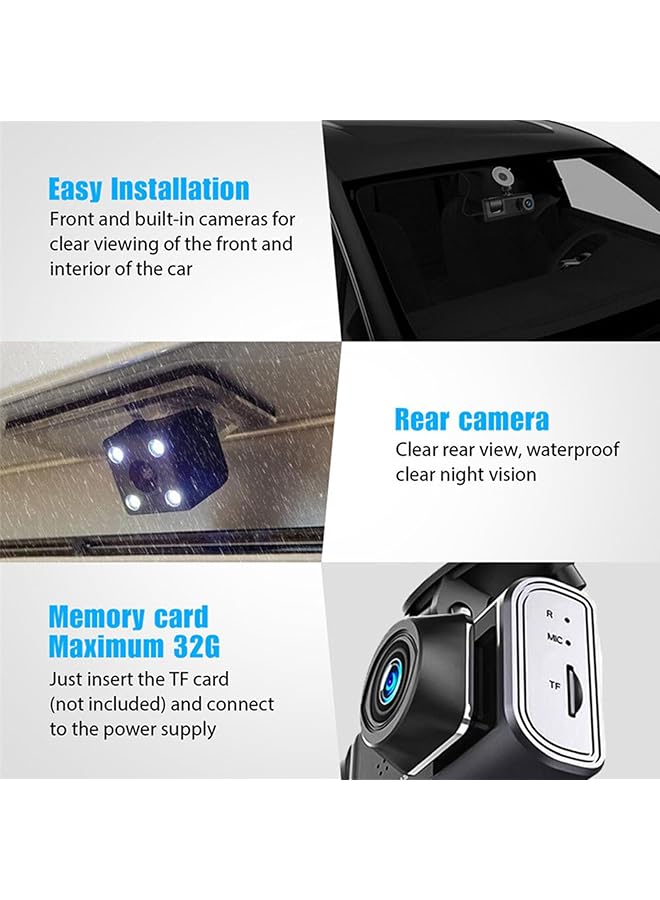 Linjie Dash Cam 1080P Fhd | Driving Recorder 3 Channel With Wifi | Wide-Angle & Night Vision | G-Sensor & Loop Recording | Waterproof Rear Cam | Vehicle Safety & Surveillance - Image 3