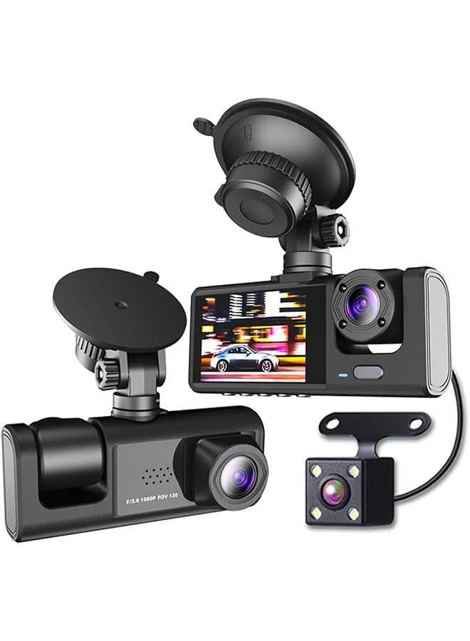 Linjie Dash Cam 1080P Fhd | Driving Recorder 3 Channel With Wifi | Wide-Angle & Night Vision | G-Sensor & Loop Recording | Waterproof Rear Cam | Vehicle Safety & Surveillance - Image 1