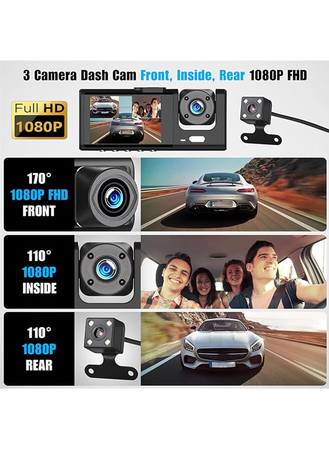 Linjie Dash Cam 1080P Fhd | Driving Recorder 3 Channel With Wifi | Wide-Angle & Night Vision | G-Sensor & Loop Recording | Waterproof Rear Cam | Vehicle Safety & Surveillance - Image 4