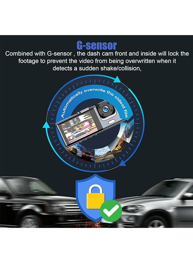 Linjie Dash Cam 1080P Fhd | Driving Recorder 3 Channel With Wifi | Wide-Angle & Night Vision | G-Sensor & Loop Recording | Waterproof Rear Cam | Vehicle Safety & Surveillance - Image 5