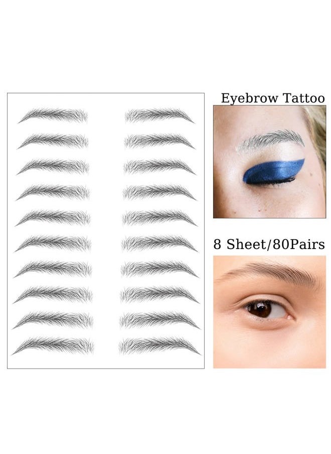 Cacay Pure - 80 Pair Eyebrow Tattoo, Biomimetic Eyebrows Tattoo Eyebrows Waterproof, Temporary Eyebrow Tattoos for Women, Waterproof Natural False Eyebrows Makeup Sticker for Eyebrow Grooming Shaping (A4) - Image 1
