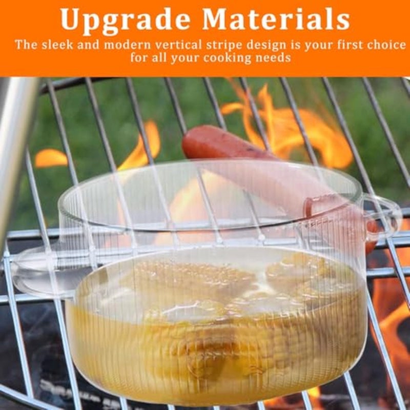Glass Cooking Pot, Clear Simmer Pots with Lid, 1.6L/54oz Glass Saucepan with Cover Non-Stick Borosilicate Glasses Stovetop Pot for Pasta Noodle Soup Milk - Image 5