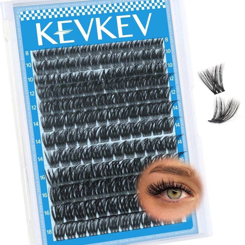 KEVKEV Lash Clusters 144 Pcs Eyelash Clusters Wispy Natural Cluster Eyelash Extension Thin Band & Soft Mix Length Lashes DIY Lash Extensions at Home Easy to Apply(Cirrus,8-18mix) - Image 1